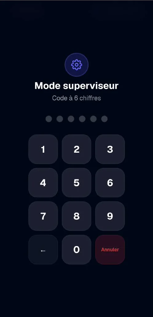 Le clavier superviseur pour enrôler un agent avec la caméra de la borne